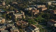 7.6K stock footage aerial video of the Powell Library and Wilson Plaza at College, Los Angeles, California Aerial Stock Footage | AX0161_096