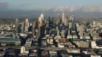 7.6K stock footage aerial video of Downtown Los Angeles, California, seen from I-10 Aerial Stock Footage | AX0162_034