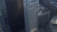 4K stock footage aerial video of Chicago City Hall and skyscrapers, Downtown Chicago, Illinois Aerial Stock Footage | AX0169_0058