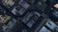 4K stock footage aerial video of a bird's eye view of city streets and buildings, Downtown Chicago, Illinois Aerial Stock Footage | AX0169_0074