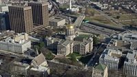 6.7K stock footage aerial video or orbiting around the Georgia State Capitol building in Atlanta Aerial Stock Footage | AX0171_0060