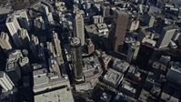 6.7K stock footage aerial video approach Downtown Atlanta and tilt to bird's eye of hotel, Georgia Aerial Stock Footage | AX0171_0090