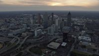 6.7K stock footage aerial video of approaching Downtown Atlanta at sunset, Georgia Aerial Stock Footage | AX0171_0155