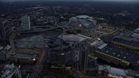 6.7K stock footage aerial video orbit arena, CNN Center, and stadium at sunset in Atlanta, Georgia Aerial Stock Footage | AX0171_0191