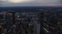 6.7K stock footage aerial video wide view of Atlanta beyond skyscrapers at sunset, Downtown Atlanta, Georgia Aerial Stock Footage | AX0171_0201