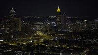 6.7K stock footage aerial video of skyscrapers in Downtown and Midtown at night, Atlanta, Georgia Aerial Stock Footage | AX0171_0213