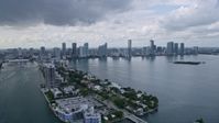 6.7K stock footage aerial video of waterfront skyscrapers in Downtown Miami, Florida Aerial Stock Footage | AX0172_024