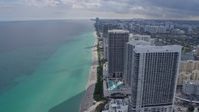 6.7K stock footage aerial video flyby condo high-rises in Hollywood, Florida for view of Golden Beach Aerial Stock Footage | AX0172_071