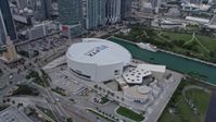 6.7K stock footage aerial video approach and orbit the bayside arena, Downtown Miami, Florida Aerial Stock Footage | AX0172_081