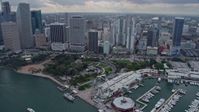 6.7K stock footage aerial video flyby Bayfront Park and Bayside Marina in Downtown Miami, Florida Aerial Stock Footage | AX0172_083