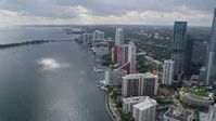 6.7K stock footage aerial video of bayfront condominium complexes in Downtown Miami, Florida Aerial Stock Footage | AX0172_085