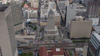 6.7K stock footage aerial video of orbiting the Miami-Dade County Courthouse in Downtown Miami, Florida Aerial Stock Footage | AX0172_090