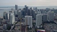 6.7K stock footage aerial video fly past skyscrapers and city buildings in Downtown Miami, Florida Aerial Stock Footage | AX0172_100