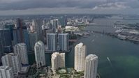 6.7K stock footage aerial video pan from port to reveal bayside skyscrapers, Downtown Miami, Florida Aerial Stock Footage | AX0172_106