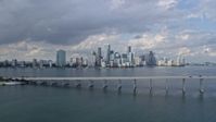 6.7K stock footage aerial video of Downtown Miami, Florida seen from the Rickenbacker Causeway Aerial Stock Footage | AX0172_149