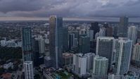 6.7K stock footage aerial video approach and flyby high-rise hotel in Downtown Miami, Florida at sunset Aerial Stock Footage | AX0172_171