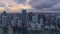 6.7K stock footage aerial video fly over Brickell Key and skyscrapers in Downtown Miami, Florida at sunset, reveal Little Havana Aerial Stock Footage | AX0172_176
