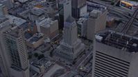 6.7K stock footage aerial video of orbiting the courthouse at sunset, Downtown Miami, Florida Aerial Stock Footage | AX0172_190