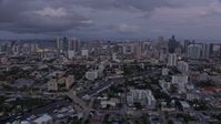 6.7K stock footage aerial video wide view of Downtown Miami skyline at twilight, Florida Aerial Stock Footage | AX0172_201