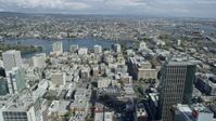 6K stock footage aerial video of flying toward Lake Merritt from downtown, Oakland, California Aerial Stock Footage | AX0173_0010