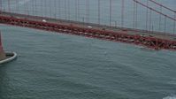 6K stock footage aerial video of windsurfers near the iconic Golden Gate Bridge, San Francisco, California Aerial Stock Footage | AX0173_0058