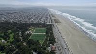 6K stock footage aerial video of flying over Golden Gate Park and beach toward Outer Sunset, San Francisco, California Aerial Stock Footage | AX0175_0182