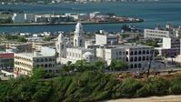 4.8K stock footage aerial video of a Cathedral on Caribbean Island, San Juan Puerto Rico Aerial Stock Footage | AX101_008