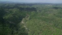 4.8K stock footage aerial video Flying over tree covered mountains and jungle, Karst Forest, Puerto Rico Aerial Stock Footage | AX101_049