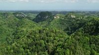 4.8K stock footage aerial video Flying through lush jungle and mountains, Karst Forest, Puerto Rico Aerial Stock Footage | AX101_054
