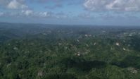 4.8K stock footage aerial video of Limestone cliffs and lush green jungle, Karst Forest, Puerto Rico  Aerial Stock Footage | AX101_068