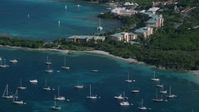 4.8K stock footage aerial video of The Ritz-Carlton and turquoise blue Caribbean waters, St Thomas Aerial Stock Footage | AX103_015