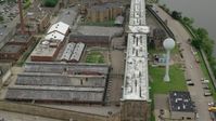 4.8K stock footage aerial video orbiting Western State Penitentiary, Pittsburgh, Pennsylvania Aerial Stock Footage | AX105_211