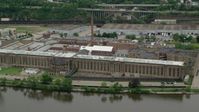 4.8K stock footage aerial video orbiting Western State Penitentiary, Pittsburgh, Pennsylvania Aerial Stock Footage | AX105_221