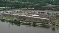 4.8K stock footage aerial video orbiting Western State Penitentiary, Pittsburgh, Pennsylvania Aerial Stock Footage | AX105_222