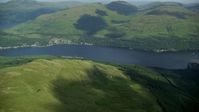 5.5K stock footage aerial video tilt from The Cobbler revealing Loch Long, Scottish Highlands, Scotland Aerial Stock Footage | AX110_088