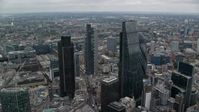 5.5K stock footage aerial video of tall skyscrapers and vast cityscape, Central London, England Aerial Stock Footage | AX114_025