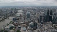 5.5K stock footage aerial video approach 20 Fenchurch Street skyscraper near River Thames in Central London, England Aerial Stock Footage | AX114_035