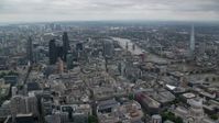 5.5K stock footage aerial video of Central London skyscrapers and The Shard by River Thames, England Aerial Stock Footage | AX114_042