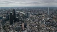 5.5K stock footage aerial video approach 20 Fenchurch and River Thames, Central London, England Aerial Stock Footage | AX114_046