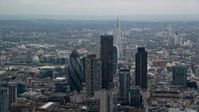 5.5K stock footage aerial video of towering skyscrapers and city sprawl, Central London, England Aerial Stock Footage | AX114_068