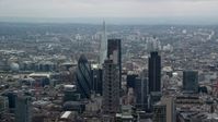 5.5K stock footage aerial video flyby skyscrapers revealing The Shard, Central London, England Aerial Stock Footage | AX114_069