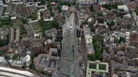 5.5K stock footage aerial video of tilt to bird's eye of The Shard skyscraper in  London, England Aerial Stock Footage | AX114_079