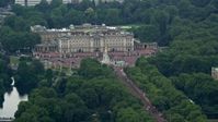 5.5K stock footage aerial video of a view of Buckingham Palace, London, England Aerial Stock Footage | AX114_202