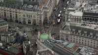 5.5K stock footage aerial video of orbiting Piccadilly Circus in London, England Aerial Stock Footage | AX114_235