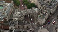 5.5K stock footage aerial video of The Admiralty Arch at Trafalgar Square, London England Aerial Stock Footage | AX115_099