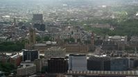 5.5K stock footage aerial video of a view of Big Ben and Parliament, London, England Aerial Stock Footage | AX115_109