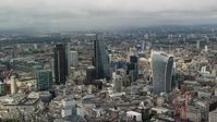 5.5K stock footage aerial video of skyscrapers among cityscape, Central London, England Aerial Stock Footage | AX115_155