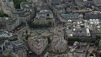 5.5K stock footage aerial video of an orbit of Trafalgar Square and Canada House, London, England Aerial Stock Footage | AX115_206