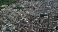 5.5K stock footage aerial video of orbiting Piccadilly Circus, London, England Aerial Stock Footage | AX115_209