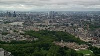 5.5K stock footage aerial video of the London cityscape seen from Buckingham Palace, England Aerial Stock Footage | AX115_259